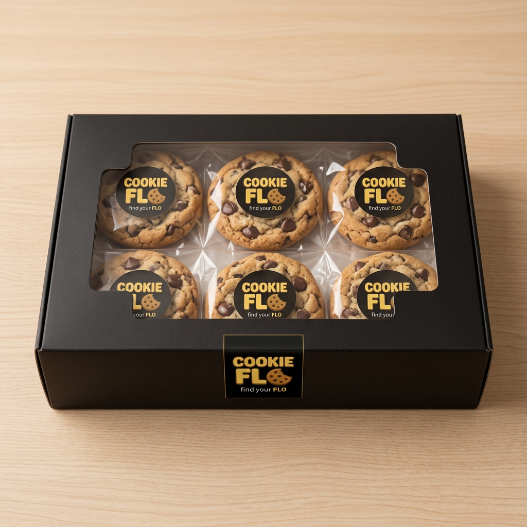 Classic Chip six-pack in black Cookie Flo packaging